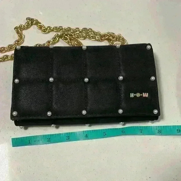 HOUSE of Want Crossbody Wallet with pearls Black and gold - New! - Picture 8 of 10